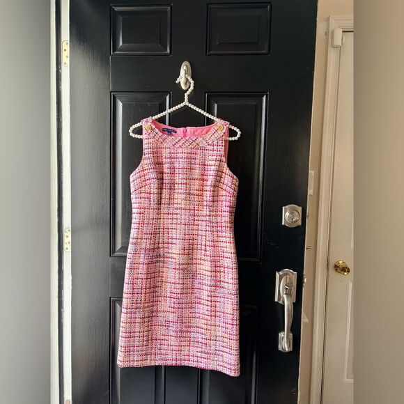 Talbots RSVP Pink Tweed Sheath Dress Size 4P - Picture 8 of 12